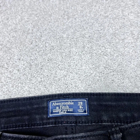 Abercrombie & Fitch Jeans Harper Low Rise Ankle Black Distressed Pockets Size 8 - Picture 11 of 11